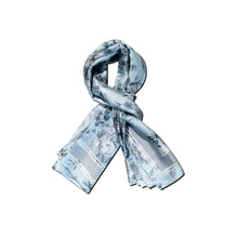 Load image into Gallery viewer, Grey Flowers Silk Scarf