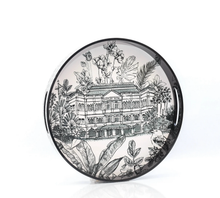 Load image into Gallery viewer, Black Lacquer Patterned Round Tray - B&amp;W Raffles Hotel
