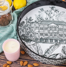 Load image into Gallery viewer, Black Lacquer Patterned Round Tray - B&amp;W Raffles Hotel
