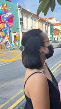 Load image into Gallery viewer, Peranakan Tile Hair Claw Clip Rose Tile w/Green Frame
