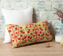 Load image into Gallery viewer, Cream Mystical Pomegranate 16" x 8" Blended Velvet Cushion Cover
